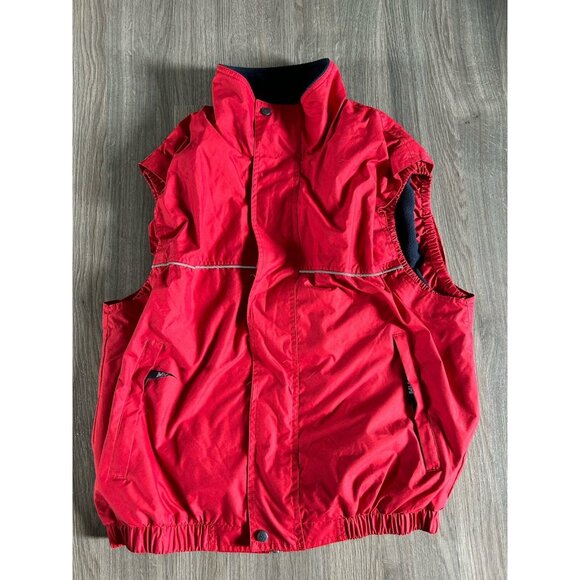 HELLY HANSEN red VEST Men's full zip jacket fleece lining LARGE Hiking Camping - Picture 1 of 8